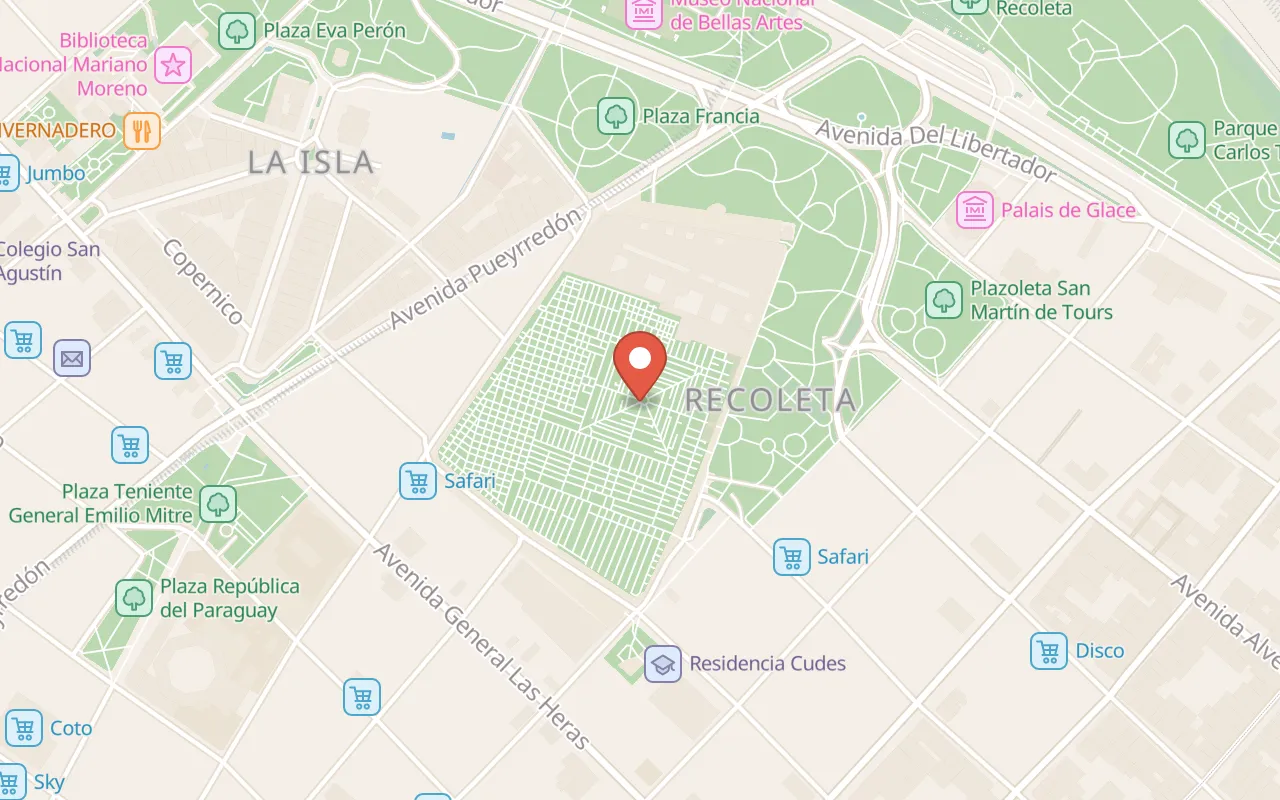 Cementerio de la Recoleta map