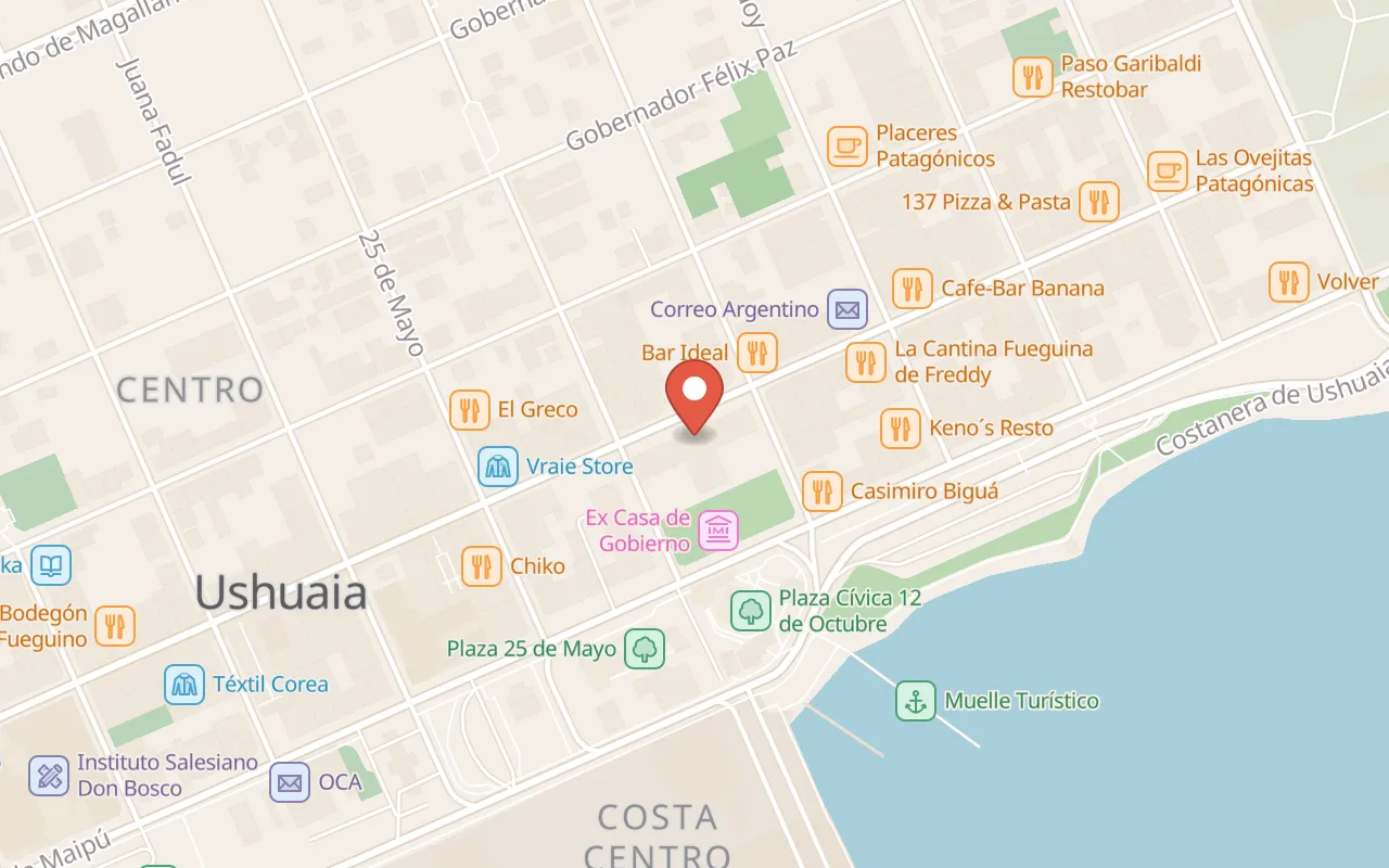 Antigua Casa de Gobierno de Ushuaia map